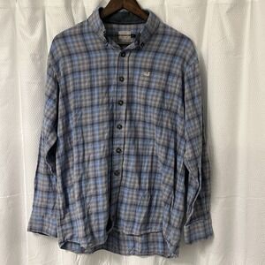 Southern Marsh Shirt Mens Large Blue Gray Plaid Flannel Button Down‎ EC